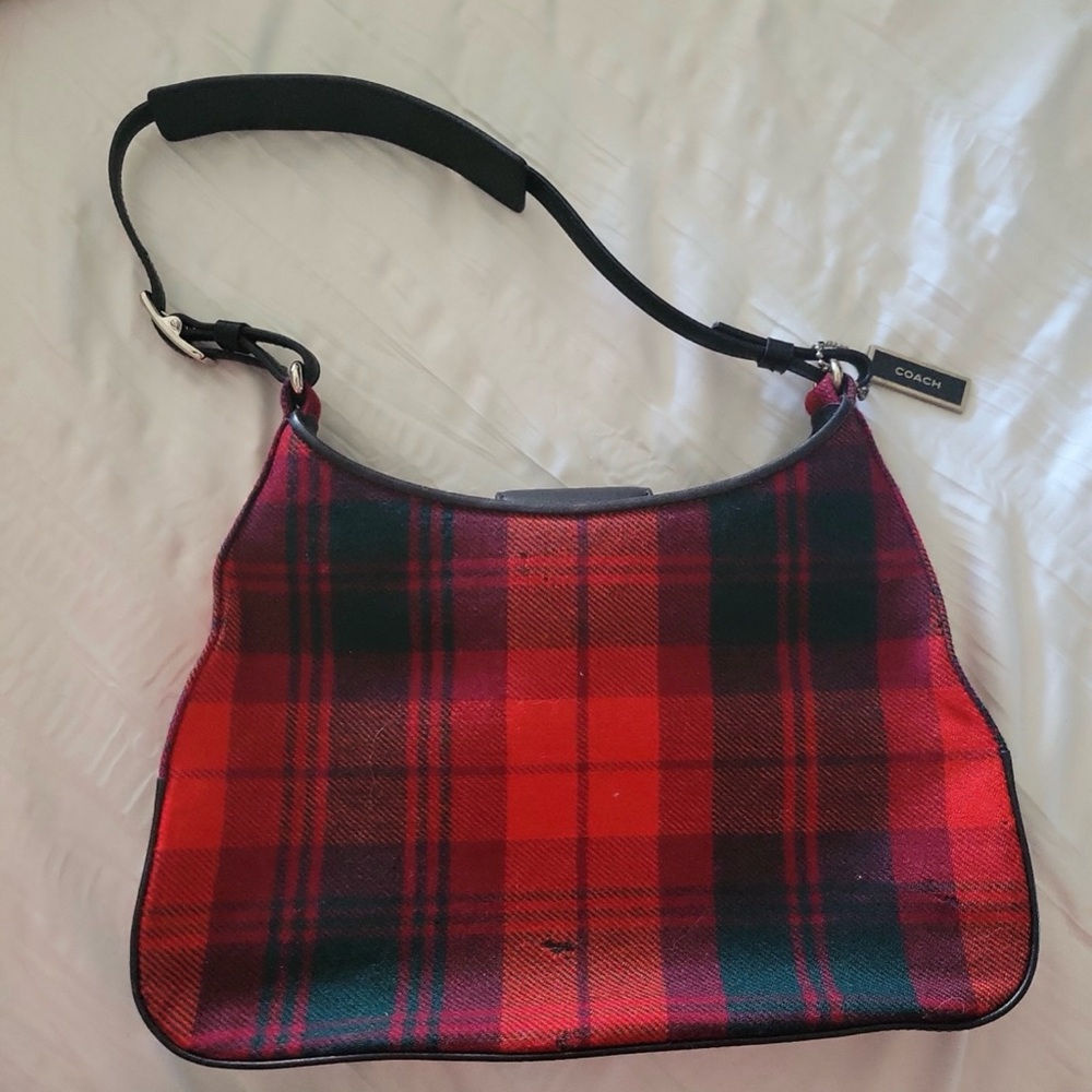 Coach plaid red Christmas handbag